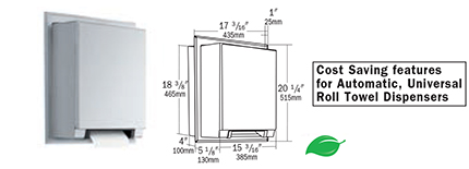 Bobrick - B-29744 - Semi-Recessed Automatic Universal Roll Paper Towel Dispenser
